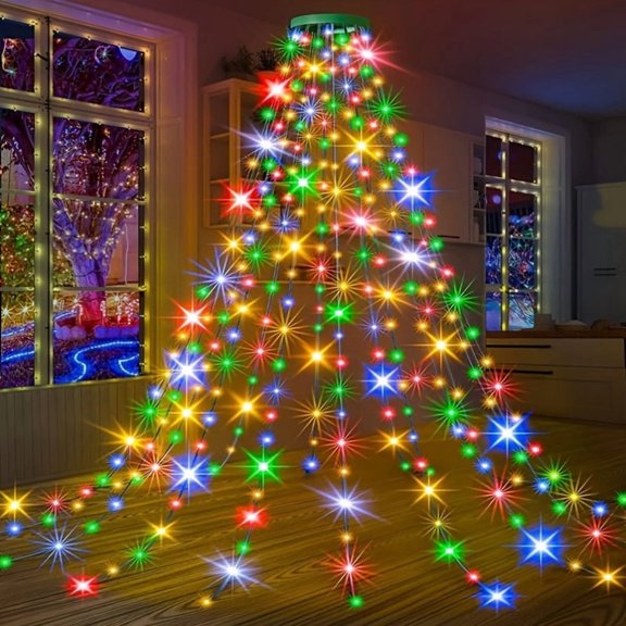 Indoor Multiple Lengths LED Christmas Tree String Lights, Easy Installation, 8 Flashing Modes, Safe for Touch