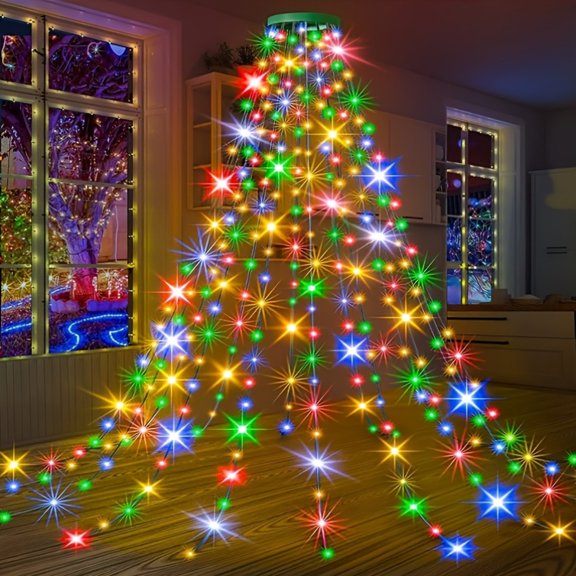 Indoor Multiple Lengths LED Christmas Tree String Lights, Easy Installation, 8 Flashing Modes, Safe for Touch