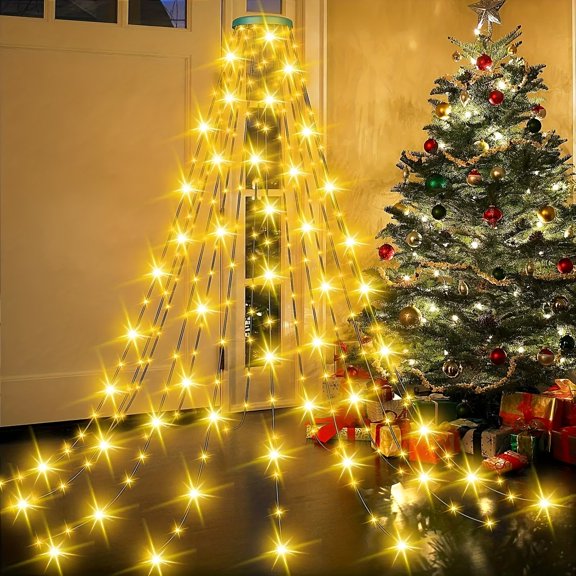 Indoor Multiple Lengths LED Christmas Tree String Lights, Easy Installation, 8 Flashing Modes, Safe for Touch