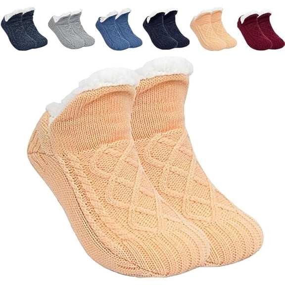 Indoor Non-slip Thermal Socks, V-Mouth Fluffy Winter Indoor Thermal Socks, Winter Warm Home Sock(M)