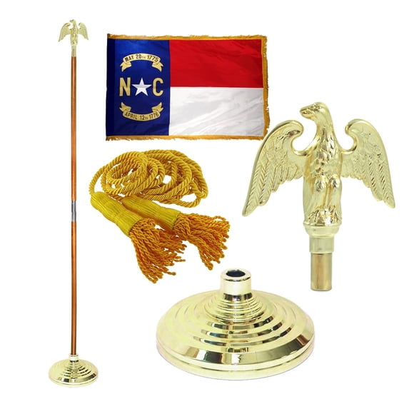 Indoor North Carolina State Flag Kit - 7ft Pole - Metal Eagle