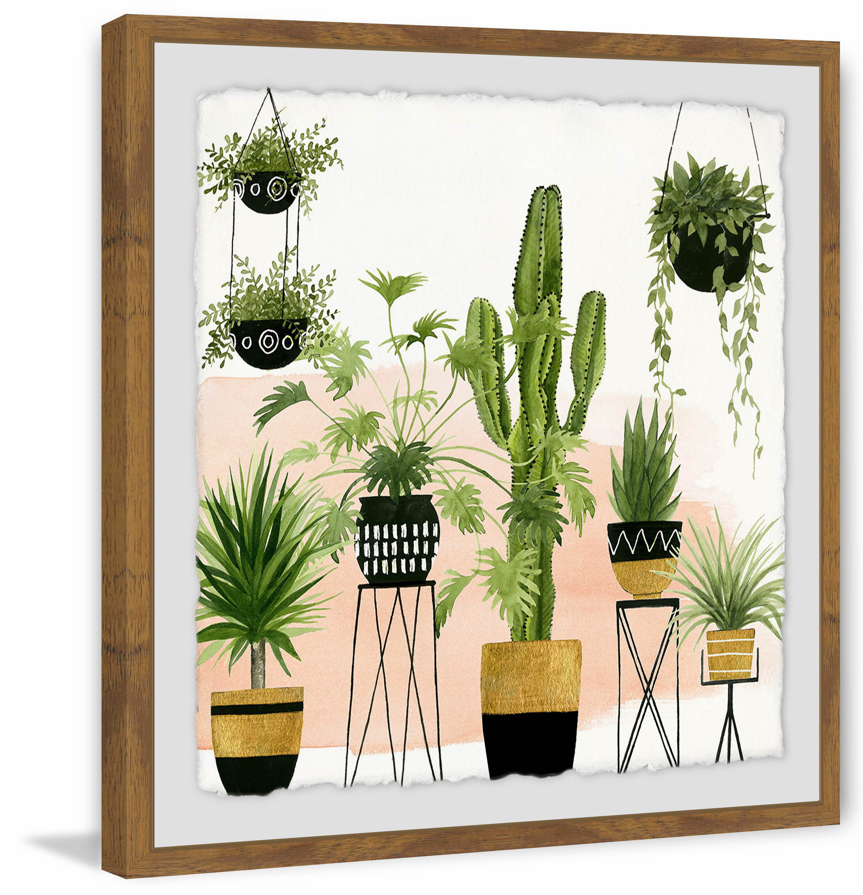 Green Botanical Indoor Oasis Framed Painting Print, 12" x 12"