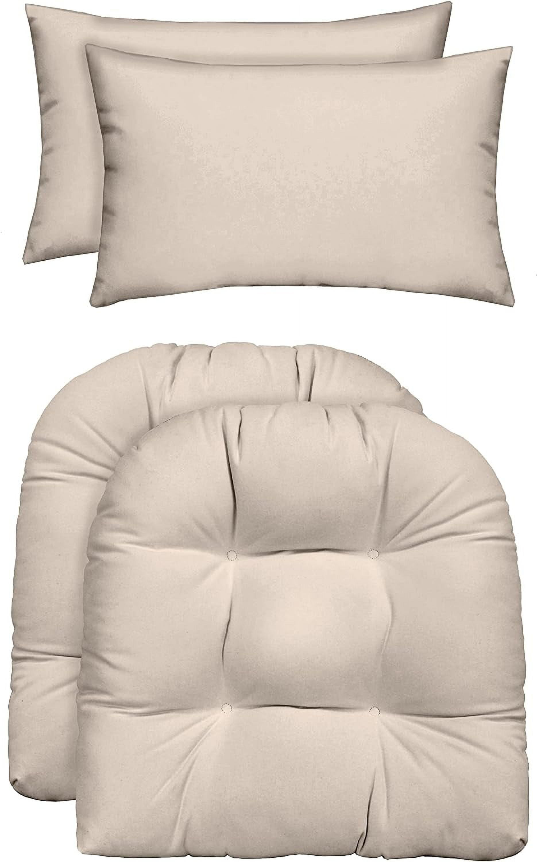 Indoor Outdoor 2 UShape Large Wicker Chair Cushions & Bonus Lumbar