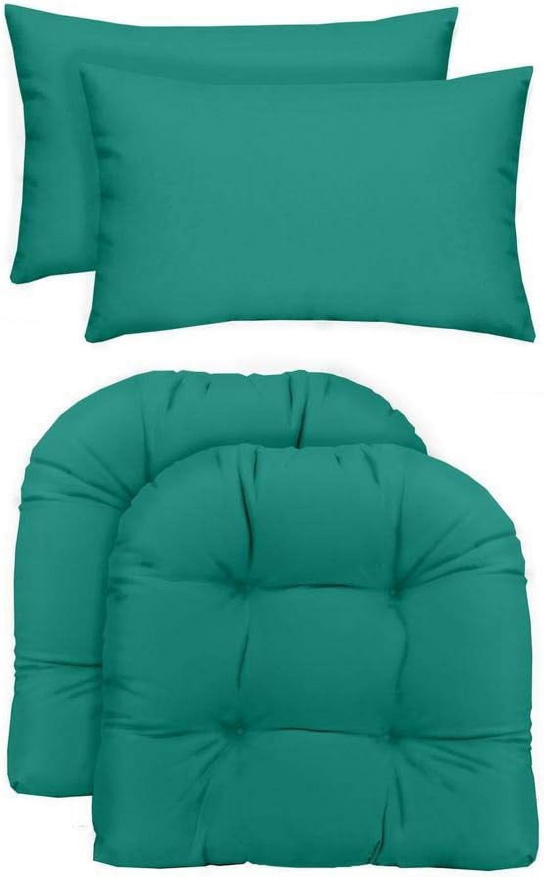 Indoor/Outdoor 2 UShape Large Wicker Chair Cushions & Bonus Lumbar