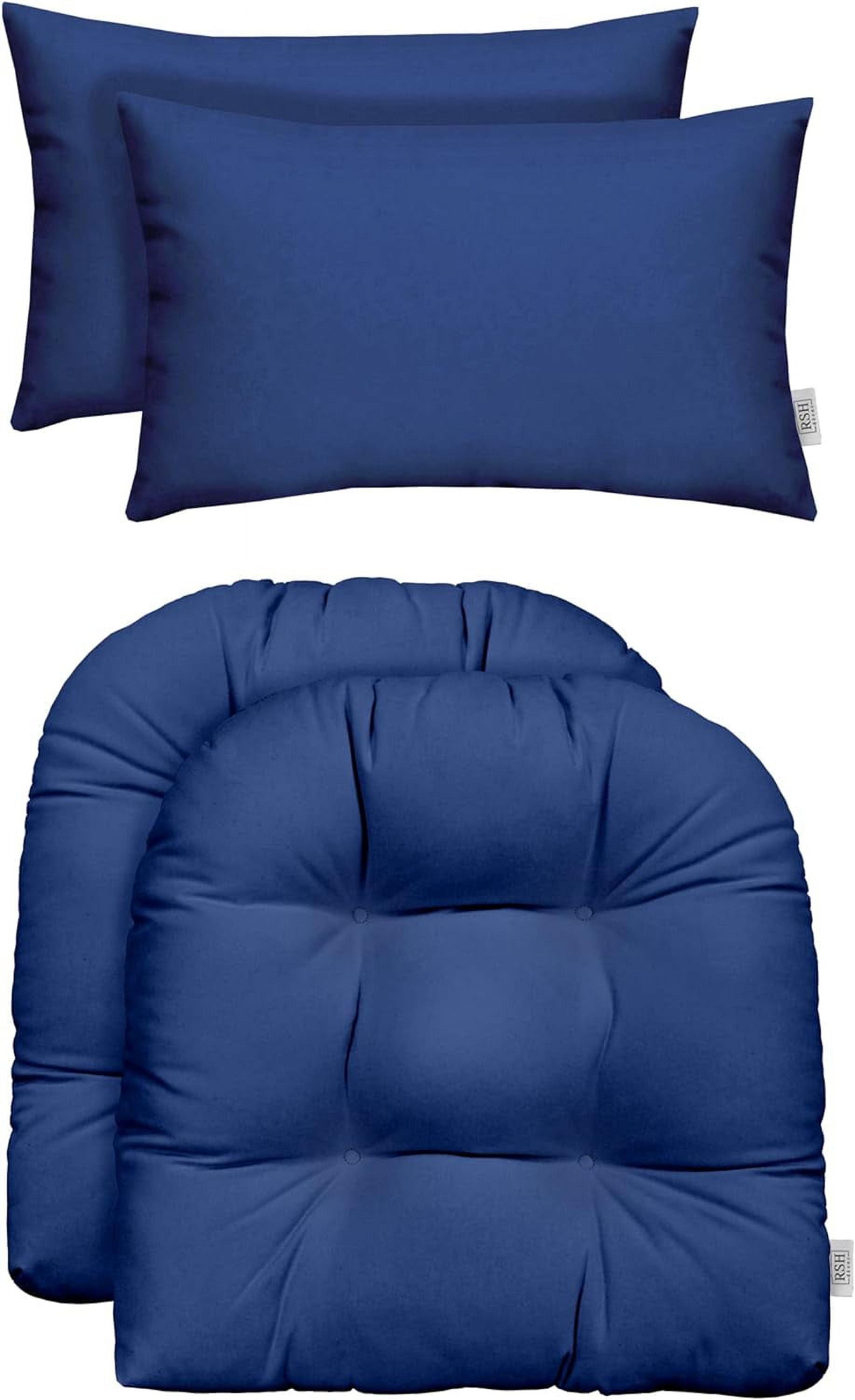 Indoor Outdoor 2 UShape Large Wicker Chair Cushions & Lumbar/Throw