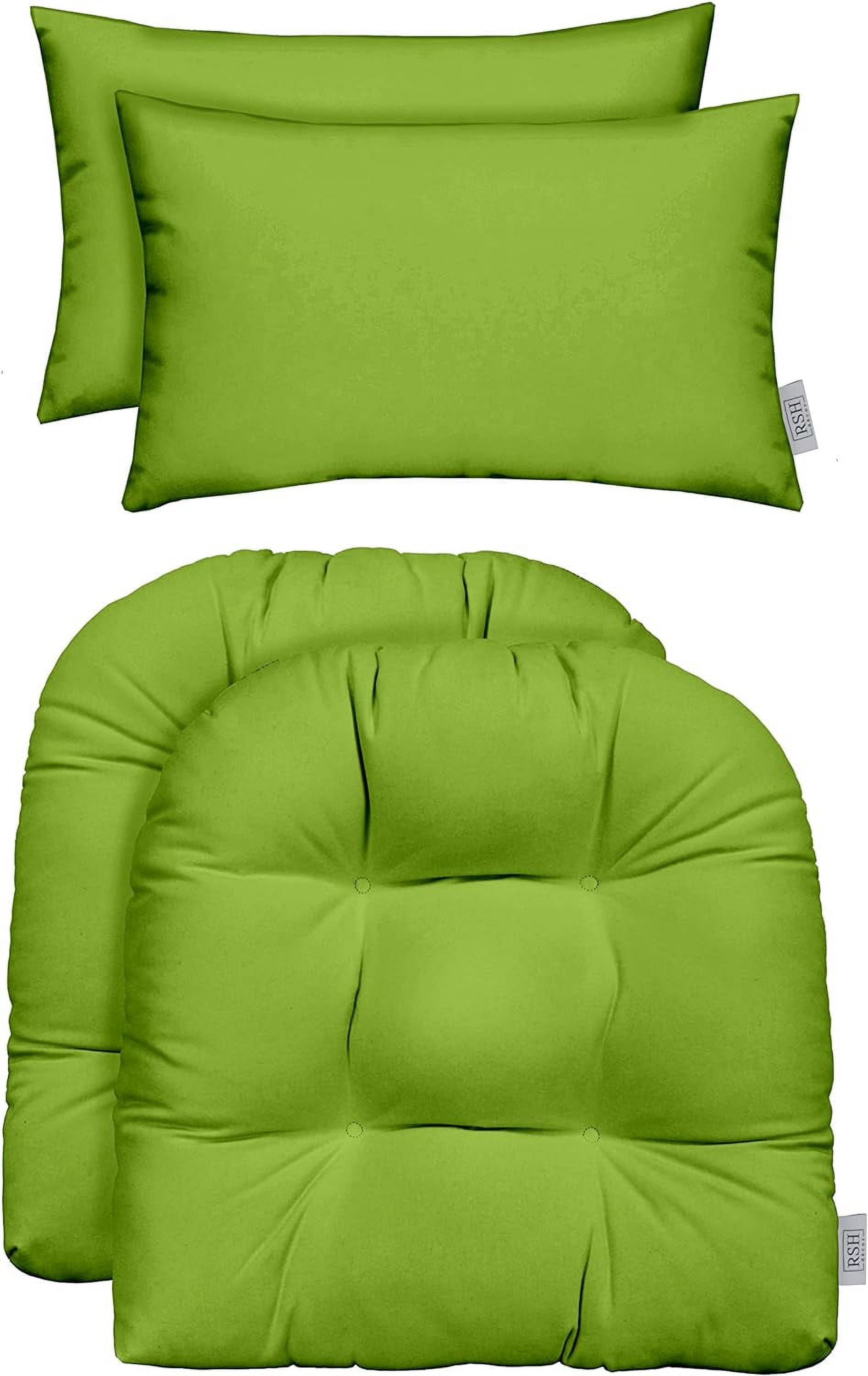 Indoor/Outdoor - 2 U-Shape Wicker Chair Cushions Lumbar/Throw Pillows ...
