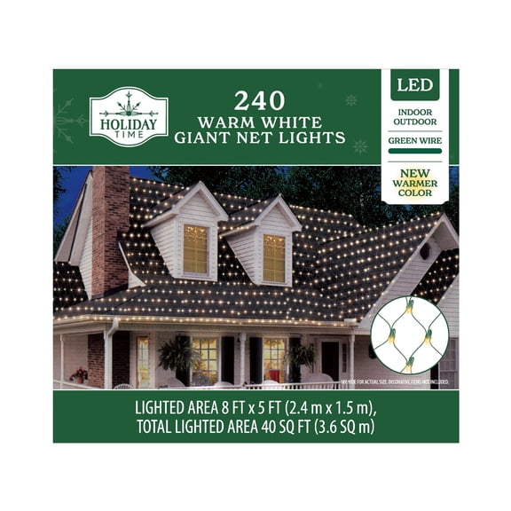 Indoor/Outdoor 240-Count LED Christmas Giant Net Lights, Multicolor ...