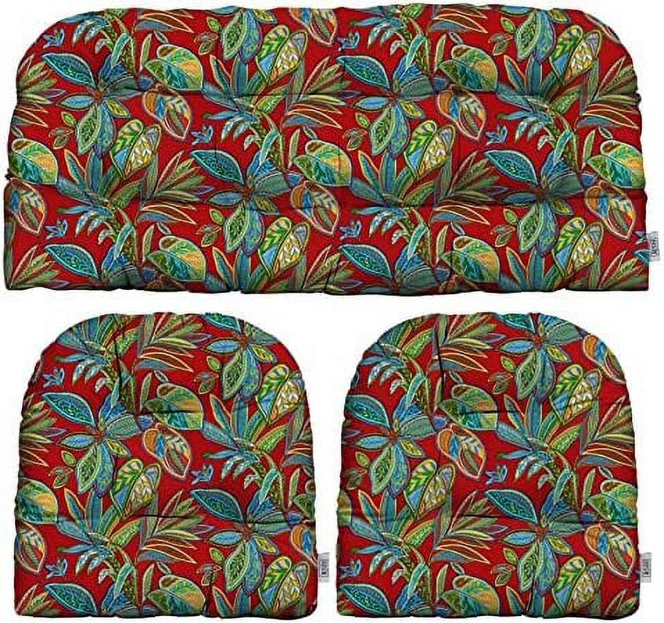 Indoor Outdoor 3 Piece Tufted Wicker Cushion Set, Choose Size Color