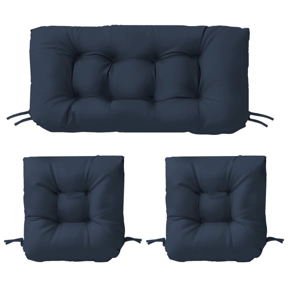 Indoor Outdoor 3 Piece Tufted Wicker Settee Cushions 1 Loveseat & 2 U-Shape Weather Resistant (2- 19"x19" 1- 41"x19"), 3 Piece Set