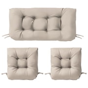 Indoor Outdoor 3 Piece Tufted Wicker Settee Cushions for Large Wicker Sets ,Outdoor Loveseat & U-Shaped Seat Cushions Weather Resistant 2- 22"x22" 1- 44"x22", 3 Piece Set