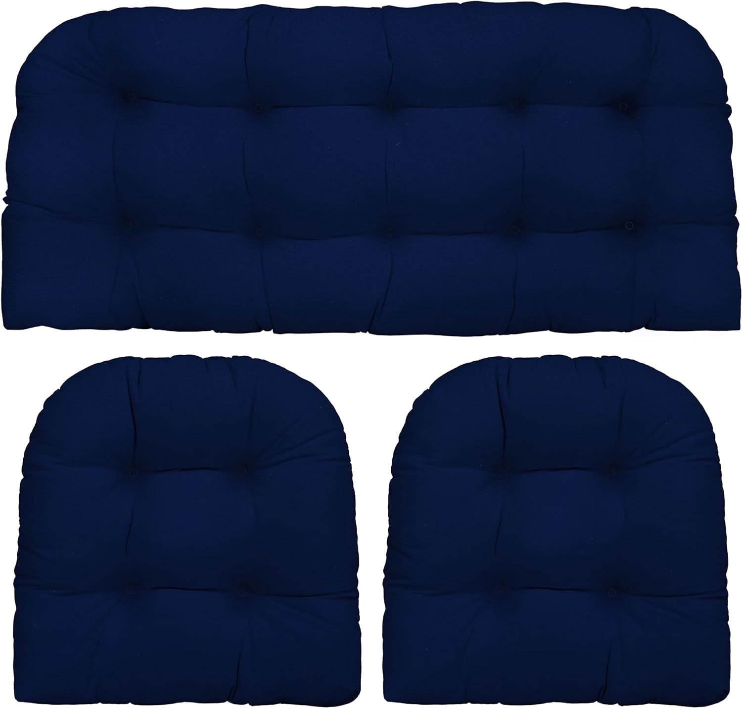 Indoor/Outdoor 3 Piece Wicker Cushion Set All Weather Sunbrella Solid