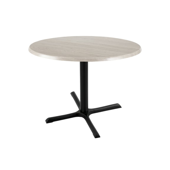 Indoor/Outdoor 30" Tall OD211 Black Table Base with 30" x 30" Foot and 30" Diameter Indoor/Outdoor White Ash Top by the Holland Bar Stool Co.