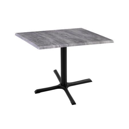 Indoor/Outdoor 30" Tall OD211 Black Table Base with 30" x 30" Foot and 30" x 30" Square Indoor/Outdoor Greystone Top by the Holland Bar Stool Co.