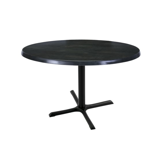 Indoor/Outdoor 30" Tall OD211 Black Table Base with 30" x 30" Foot and 36" Diameter Indoor/Outdoor Black Steel Top by the Holland Bar Stool Co.