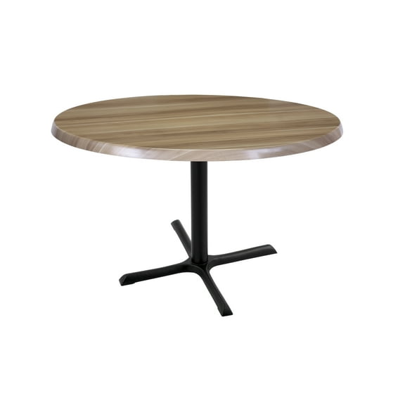 Indoor/Outdoor 30" Tall OD211 Black Table Base with 30" x 30" Foot and 36" Diameter Indoor/Outdoor Natural Top by the Holland Bar Stool Co.