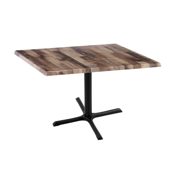 Indoor/Outdoor 30" Tall OD211 Black Table Base with 30" x 30" Foot and 36" x 36" Square Indoor/Outdoor Rustic Top by the Holland Bar Stool Co.