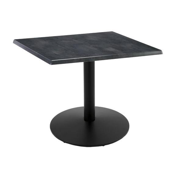Indoor/Outdoor 30" Tall OD214 Black Table Base with 22" Diameter Foot and 30" x 30" Square Indoor/Outdoor Black Steel Top by the Holland Bar Stool Co.