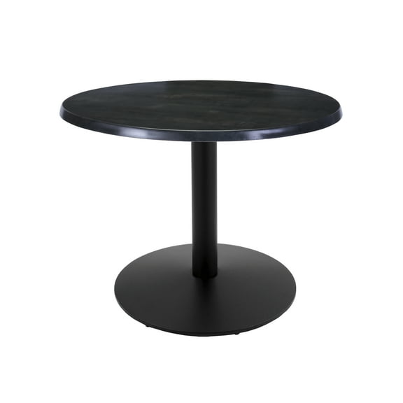 Indoor/Outdoor 30" Tall OD214 Black Table Base with 22" Diameter Foot and 30" Diameter Indoor/Outdoor Black Steel Top by the Holland Bar Stool Co.