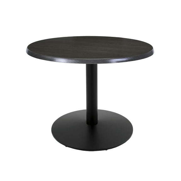 Indoor/Outdoor 30" Tall OD214 Black Table Base with 22" Diameter Foot and 30" Diameter Indoor/Outdoor Charcoal Top by the Holland Bar Stool Co.