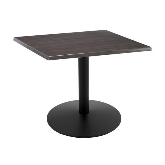 Indoor/Outdoor 30" Tall OD214 Black Table Base with 22" Diameter Foot and 30" x 30" Square Indoor/Outdoor Charcoal Top by the Holland Bar Stool Co.