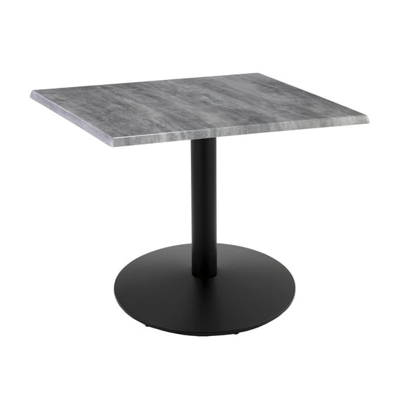 Indoor/Outdoor 30" Tall OD214 Black Table Base with 22" Diameter Foot and 30" x 30" Square Indoor/Outdoor Greystone Top by the Holland Bar Stool Co.