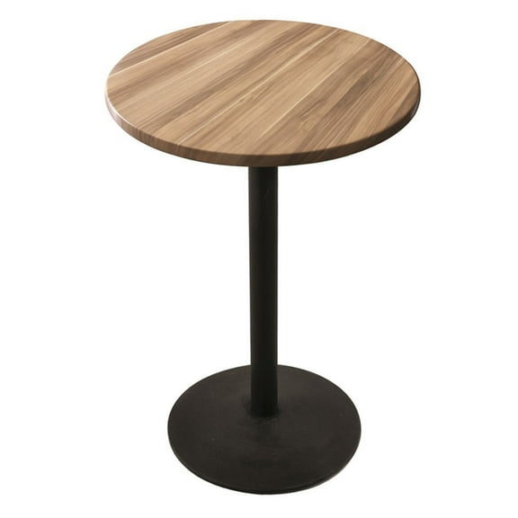 Indoor/Outdoor 30" Tall OD214 Black Table Base with 22" Diameter Foot and 36" Diameter Indoor/Outdoor Natural Top by the Holland Bar Stool Co.