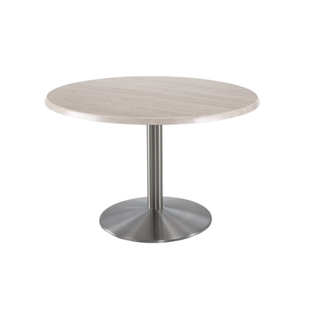 Indoor/Outdoor 30" Tall OD214 Stainless Steel Table Base with 22" Diameter Foot and 36" Diameter Indoor/Outdoor White Ash Top by the Holland Bar Stool Co.