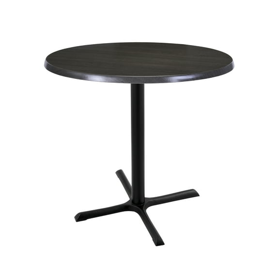 Indoor/Outdoor 36" Tall OD211 Black Table Base with 30" x 30" Foot and 30" Diameter Indoor/Outdoor Charcoal Top by the Holland Bar Stool Co.