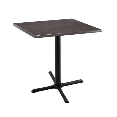 Indoor/Outdoor 36" Tall OD211 Black Table Base with 30" x 30" Foot and 30" x 30" Square Indoor/Outdoor Charcoal Top by the Holland Bar Stool Co.