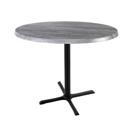 Indoor/Outdoor 36" Tall OD211 Black Table Base with 30" x 30" Foot and 36" Diameter Indoor/Outdoor Greystone Top by the Holland Bar Stool Co.