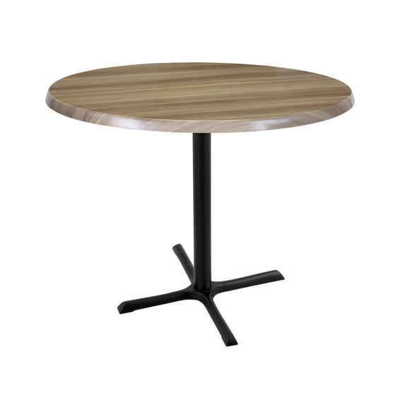 Indoor/Outdoor 36" Tall OD211 Black Table Base with 30" x 30" Foot and 36" Diameter Indoor/Outdoor Natural Top by the Holland Bar Stool Co.