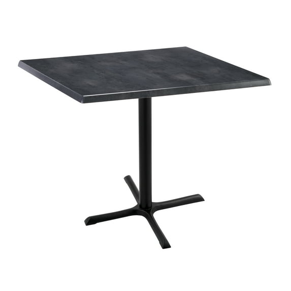 Indoor/Outdoor 36" Tall OD211 Black Table Base with 30" x 30" Foot and 36" x 36" Square Indoor/Outdoor Black Steel Top by the Holland Bar Stool Co.