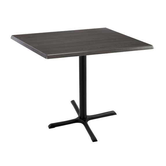 Indoor/Outdoor 36" Tall OD211 Black Table Base with 30" x 30" Foot and 36" x 36" Square Indoor/Outdoor Charcoal Top by the Holland Bar Stool Co.