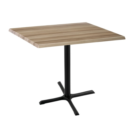 Indoor/Outdoor 36" Tall OD211 Black Table Base with 30" x 30" Foot and 36" x 36" Square Indoor/Outdoor Natural Top by the Holland Bar Stool Co.