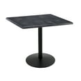 thumbnail image 1 of Indoor/Outdoor 36" Tall OD214 Black Table Base with 22" Diameter Foot and 36" x 36" Square Indoor/Outdoor Black Steel Top by the Holland Bar Stool Co., 1 of 4