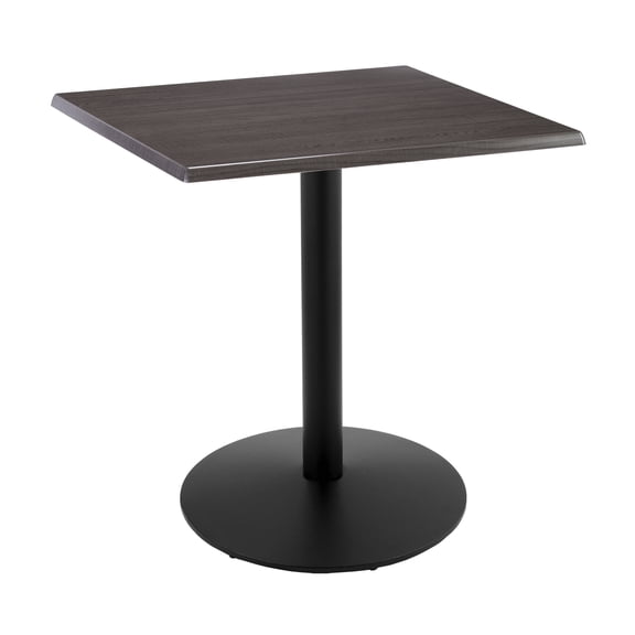Indoor/Outdoor 36" Tall OD214 Black Table Base with 22" Diameter Foot and 30" x 30" Square Indoor/Outdoor Charcoal Top by the Holland Bar Stool Co.