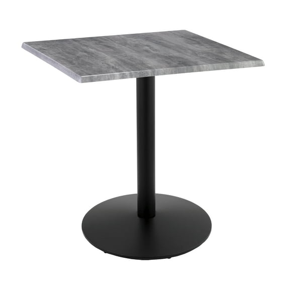 Indoor/Outdoor 36" Tall OD214 Black Table Base with 22" Diameter Foot and 30" x 30" Square Indoor/Outdoor Greystone Top by the Holland Bar Stool Co.