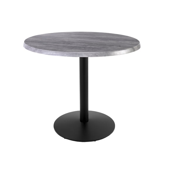 Indoor/Outdoor 36" Tall OD214 Black Table Base with 22" Diameter Foot and 36" Diameter Indoor/Outdoor Greystone Top by the Holland Bar Stool Co.