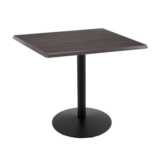Indoor/Outdoor 36" Tall OD214 Black Table Base with 22" Diameter Foot and 36" x 36" Square Indoor/Outdoor Charcoal Top by the Holland Bar Stool Co.