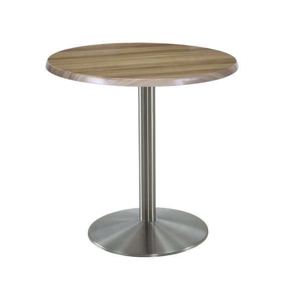Indoor/Outdoor 36" Tall OD214 Stainless Steel Table Base with 22" Diameter Foot and 30" Diameter Indoor/Outdoor Natural Top by the Holland Bar Stool Co.