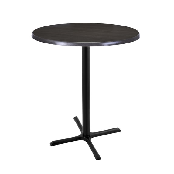 Indoor/Outdoor 42" Tall OD211 Black Table Base with 30" x 30" Foot and 30" Diameter Indoor/Outdoor Charcoal Top by the Holland Bar Stool Co.