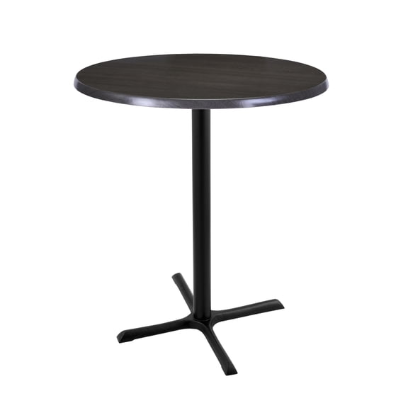 Indoor/Outdoor 42" Tall OD211 Black Table Base with 30" x 30" Foot and 30" Diameter Indoor/Outdoor Charcoal Top by the Holland Bar Stool Co.