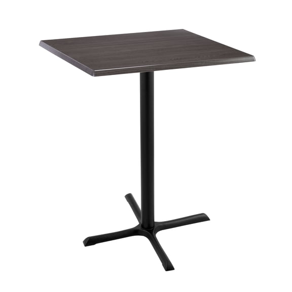 Indoor/Outdoor 42" Tall OD211 Black Table Base with 30" x 30" Foot and 30" x 30" Square Indoor/Outdoor Charcoal Top by the Holland Bar Stool Co.