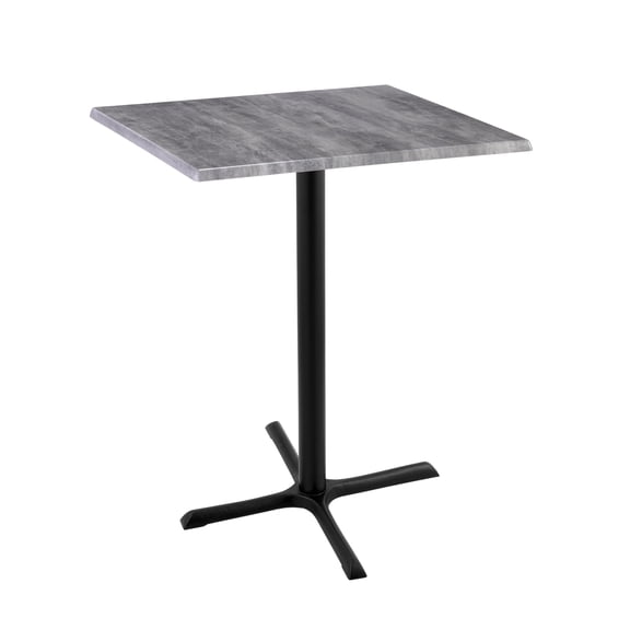 Indoor/Outdoor 42" Tall OD211 Black Table Base with 30" x 30" Foot and 30" x 30" Square Indoor/Outdoor Greystone Top by the Holland Bar Stool Co.