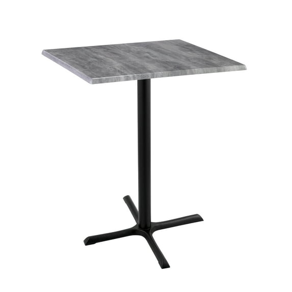Indoor/Outdoor 42" Tall OD211 Black Table Base with 30" x 30" Foot and 30" x 30" Square Indoor/Outdoor Greystone Top by the Holland Bar Stool Co.