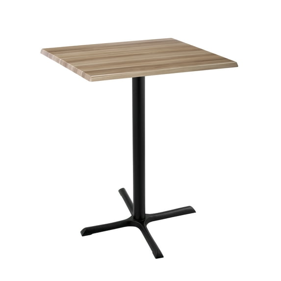 Indoor/Outdoor 42" Tall OD211 Black Table Base with 30" x 30" Foot and 30" x 30" Square Indoor/Outdoor Natural Top by the Holland Bar Stool Co.