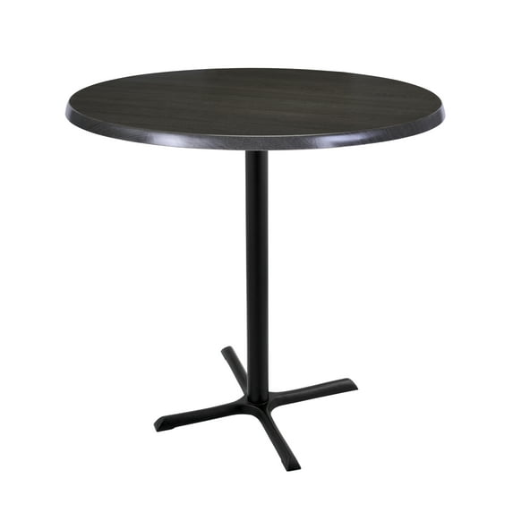 Indoor/Outdoor 42" Tall OD211 Black Table Base with 30" x 30" Foot and 36" Diameter Indoor/Outdoor Charcoal Top by the Holland Bar Stool Co.