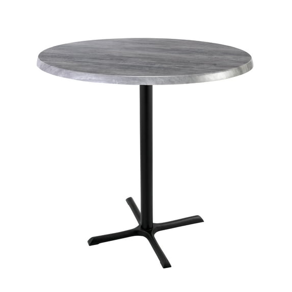 Indoor/Outdoor 42" Tall OD211 Black Table Base with 30" x 30" Foot and 36" Diameter Indoor/Outdoor Greystone Top by the Holland Bar Stool Co.