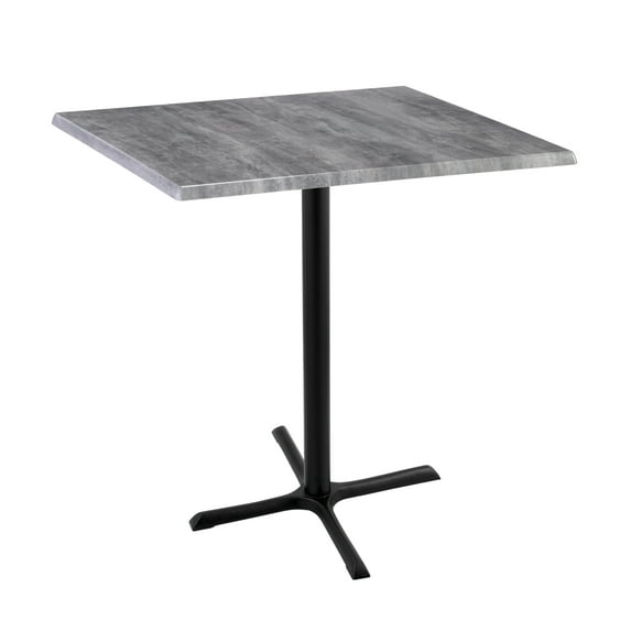 Indoor/Outdoor 42" Tall OD211 Black Table Base with 30" x 30" Foot and 36" x 36" Square Indoor/Outdoor Greystone Top by the Holland Bar Stool Co.