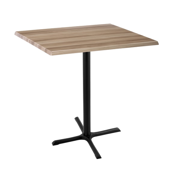 Indoor/Outdoor 42" Tall OD211 Black Table Base with 30" x 30" Foot and 36" x 36" Square Indoor/Outdoor Natural Top by the Holland Bar Stool Co.